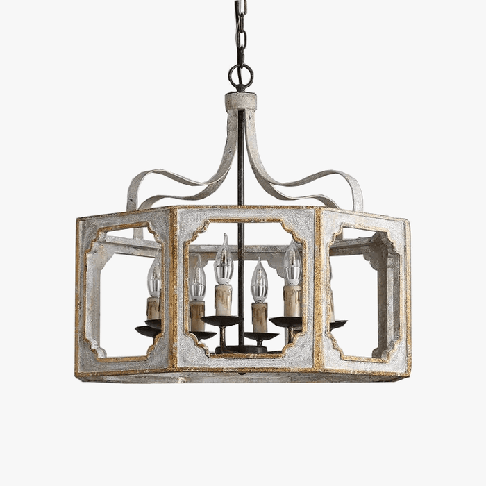 Lustre Rétro Américain en Bois Massif pour Villa Vintage by Décors Authentiques | Marco Lucetti