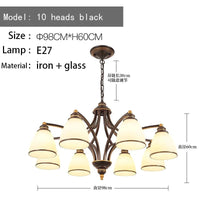 Lustre Rétro Américain pour Illuminer Votre Plafond Intérieur | Marco Lucetti 10 têtes noires / Blanc chaud