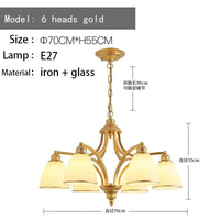 Lustre Rétro Américain pour Illuminer Votre Plafond Intérieur | Marco Lucetti 6 têtes doré / Blanc chaud