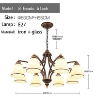 Lustre Rétro Américain pour Illuminer Votre Plafond Intérieur | Marco Lucetti 8 têtes noires / Blanc chaud