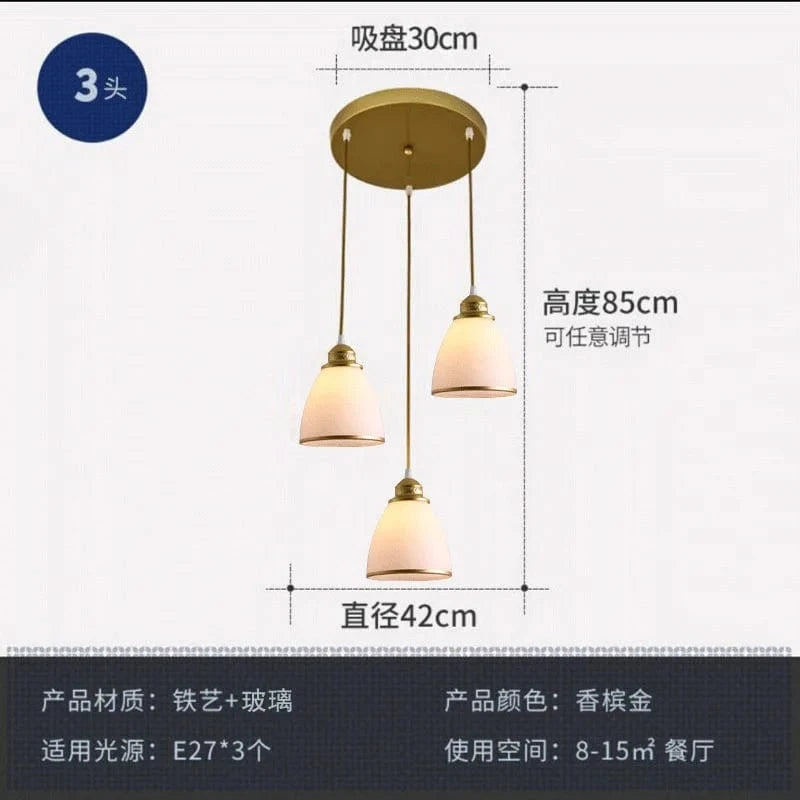 Lustre Rétro Américain pour Illuminer Votre Plafond Intérieur | Marco Lucetti Or 3 tête / Blanc chaud