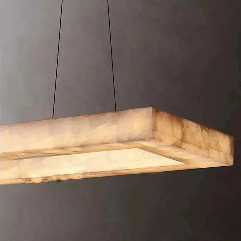Lustre Rétro américain rectangulaire LED en marbre noir pour salle à manger | Marco Lucetti