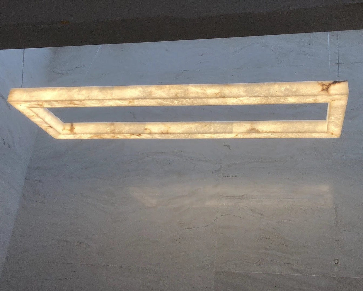 Lustre Rétro américain rectangulaire LED en marbre noir pour salle à manger | Marco Lucetti