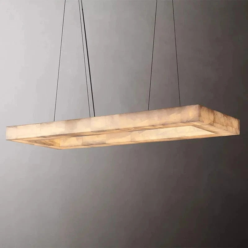 Lustre Rétro américain rectangulaire LED en marbre noir pour salle à manger | Marco Lucetti