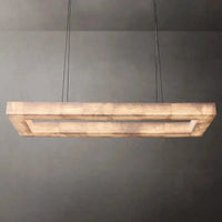 Lustre Rétro américain rectangulaire LED en marbre noir pour salle à manger | Marco Lucetti
