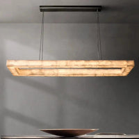 Lustre Rétro américain rectangulaire LED en marbre noir pour salle à manger | Marco Lucetti
