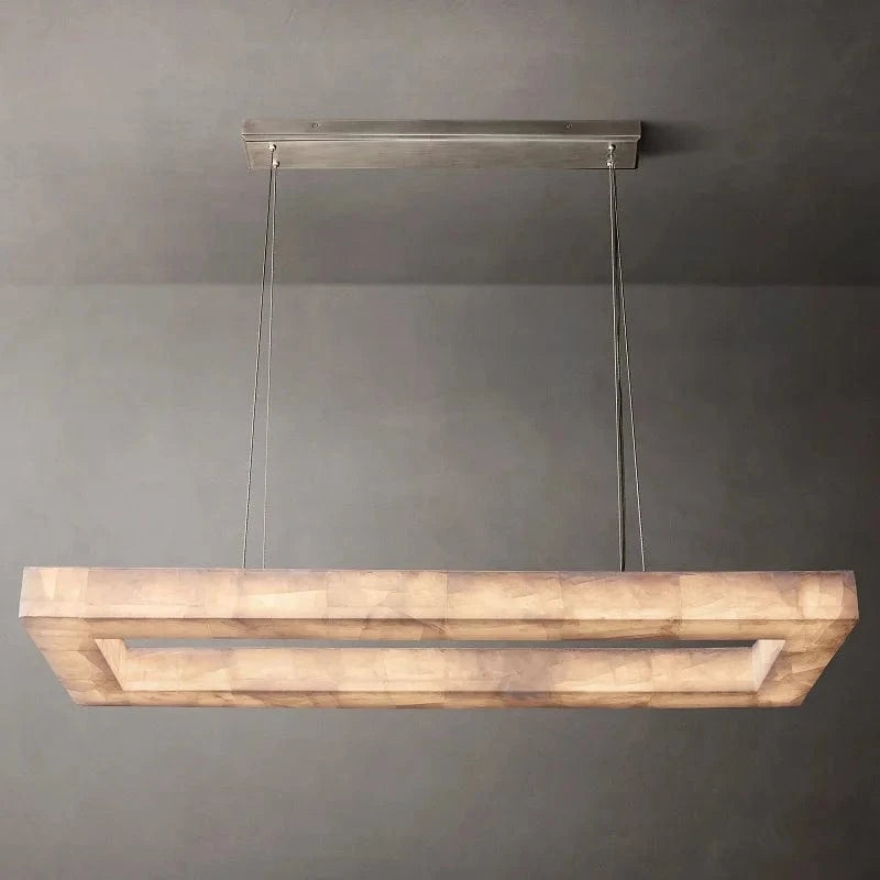 Lustre Rétro américain rectangulaire LED en marbre noir pour salle à manger | Marco Lucetti