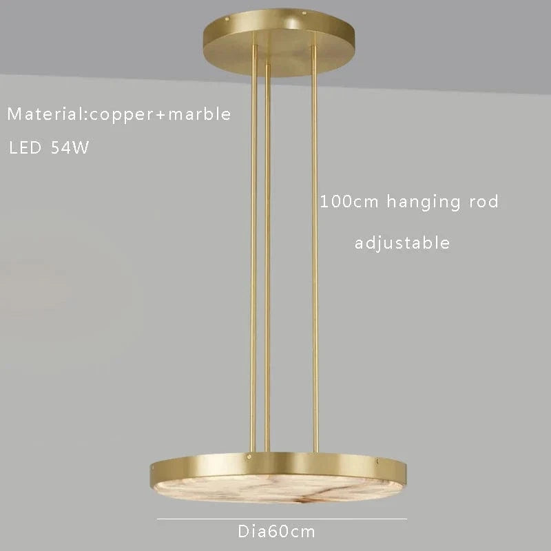 Lustre rétro de luxe en marbre noir | Marco Lucetti Dia60cm bronze / Argent / Lumière chaude