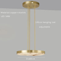 Lustre rétro de luxe en marbre noir | Marco Lucetti Dia60cm bronze / Argent / Lumière chaude