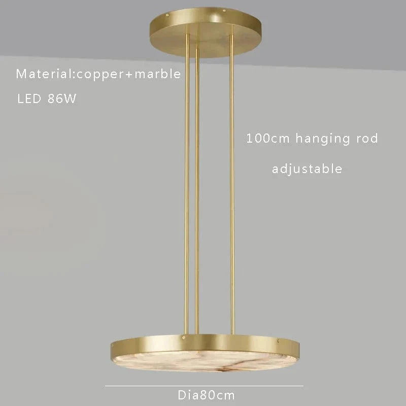 Lustre rétro de luxe en marbre noir | Marco Lucetti Dia80cm bronze / Argent / Lumière chaude