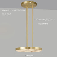 Lustre rétro de luxe en marbre noir | Marco Lucetti Dia80cm bronze / Argent / Lumière chaude