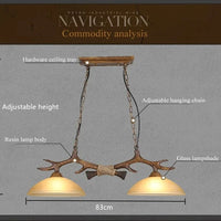 Lustre Rétro Double Bois Résine LED Loft Café | Marco Lucetti UN