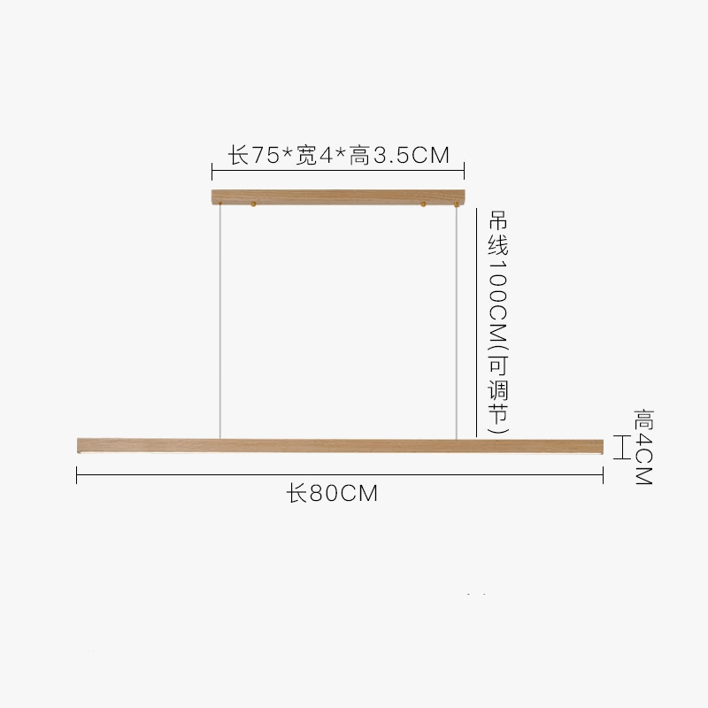 Lustre rétro en bois de noyer pour loft avec bande longue | Marco Lucetti
