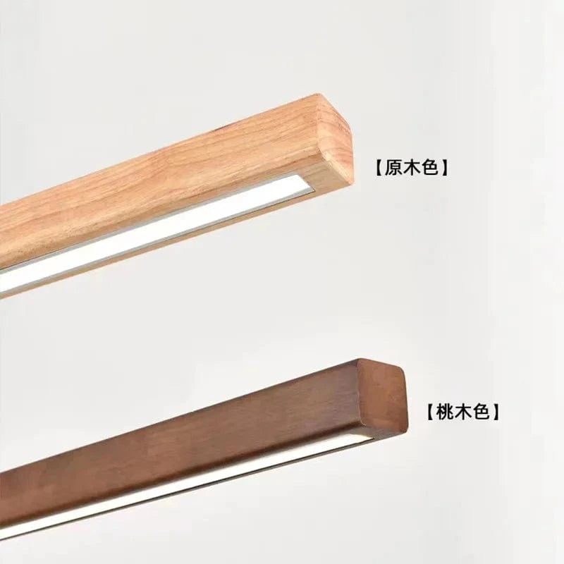 Lustre rétro en bois de noyer pour loft avec bande longue | Marco Lucetti