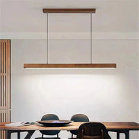 Lustre rétro en bois de noyer pour loft avec bande longue | Marco Lucetti