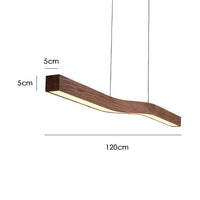 Lustre rétro en bois de noyer pour loft avec bande longue | Marco Lucetti 120 cm / Lumière tricolore