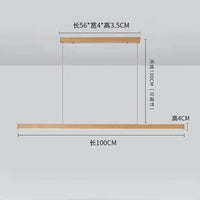 Lustre rétro en bois de noyer pour loft avec bande longue | Marco Lucetti L100cm 1 / Lumière tricolore