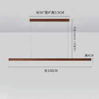 Lustre rétro en bois de noyer pour loft avec bande longue | Marco Lucetti L100cm / Lumière chaude