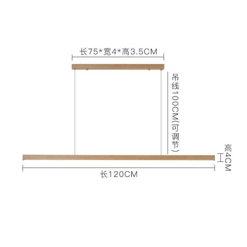 Lustre rétro en bois de noyer pour loft avec bande longue | Marco Lucetti L120cm 1 / Lumière tricolore