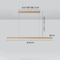 Lustre rétro en bois de noyer pour loft avec bande longue | Marco Lucetti L60cm 1 / Lumière tricolore
