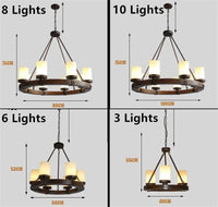 Lustre rétro en bois massif et fer pour villa café & musée | Marco Lucetti
