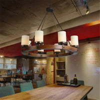 Lustre rétro en bois massif et fer pour villa café & musée | Marco Lucetti