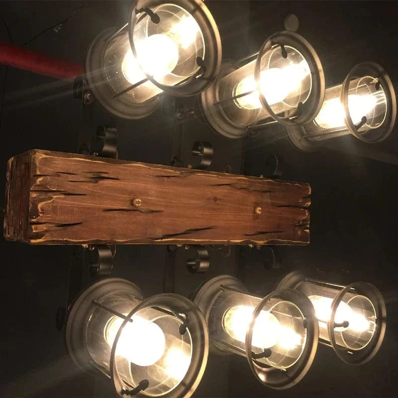 Lustre rétro en bois massif pour salle à manger LOFT - Suspension décorative en bois naturel | Marco Lucetti