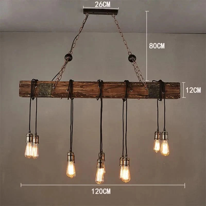 Lustre rétro en bois massif pour salle à manger LOFT - Suspension décorative en bois naturel | Marco Lucetti O