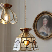 Lustre rétro en cuivre avec abat-jour en verre artisanal | Marco Lucetti