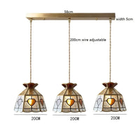 Lustre rétro en cuivre avec abat-jour en verre artisanal | Marco Lucetti 3 têtes 4 / 4W (MAX100W)