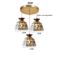 Lustre rétro en cuivre avec abat-jour en verre artisanal | Marco Lucetti 3 têtes / 4W (MAX100W)