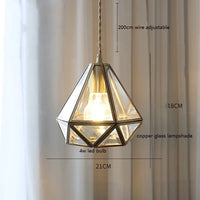 Lustre rétro en cuivre avec abat-jour en verre artisanal | Marco Lucetti Verre 2 / 4W (MAX100W)