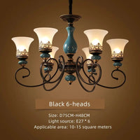 Lustre rétro européen en céramique - Collection 2024 | Marco Lucetti Noir 6 têtes / Changeable