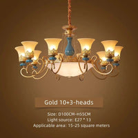 Lustre rétro européen en céramique - Collection 2024 | Marco Lucetti Or 13 têtes / Changeable