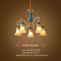 Lustre rétro européen en céramique - Collection 2024 | Marco Lucetti Or 5 têtes / Changeable