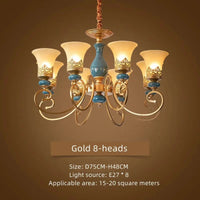 Lustre rétro européen en céramique - Collection 2024 | Marco Lucetti Or 8 têtes / Changeable