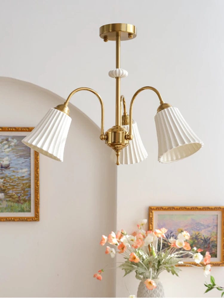 Lustre rétro français en céramique blanche de style vintage | Marco Lucetti