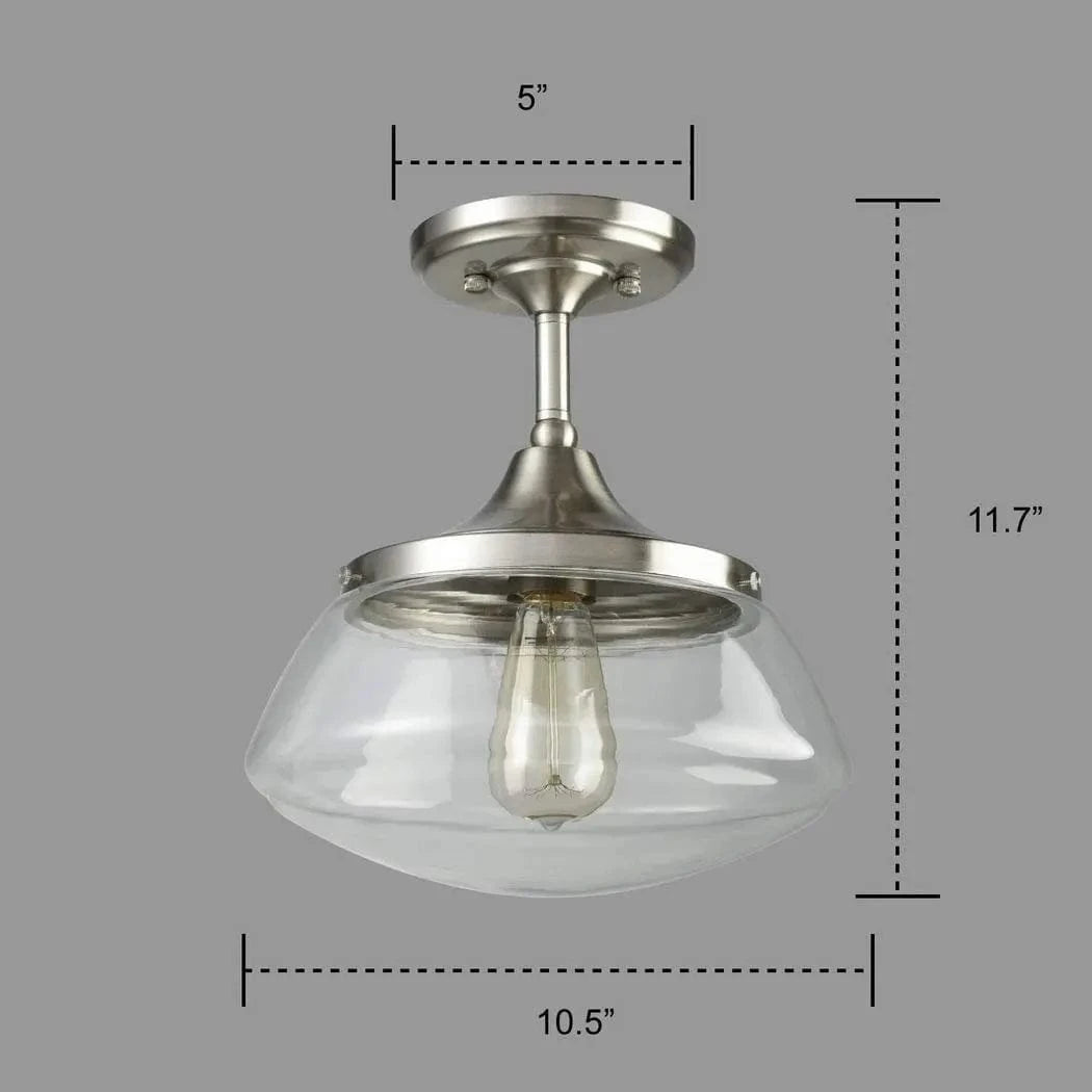 Lustre Rétro-Industriel en Cristal Clair pour Salle à Manger Intérieure | Marco Lucetti Couleur chromée / Blanc chaud