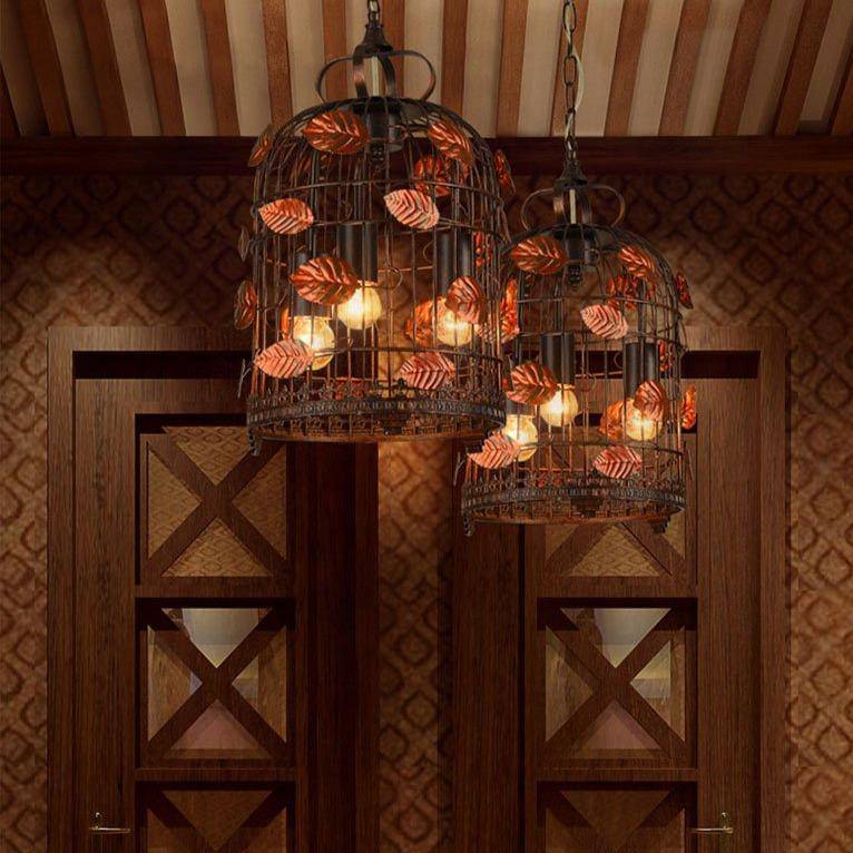 Lustre rétro LED "Birdcage" en métal | Marco Lucetti