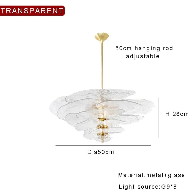 Lustre rétro led de luxe en verre coloré | Marco Lucetti 55 cm transparent / Lumière naturelle