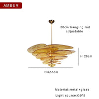 Lustre rétro led de luxe en verre coloré | Marco Lucetti 55cm ambre / Lumière naturelle