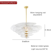Lustre rétro led de luxe en verre coloré | Marco Lucetti 80 cm transparent / Lumière naturelle