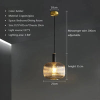 Lustre rétro LED en verre pour une déco intérieure élégante | Marco Lucetti PL658 Ambre-B / Lumière trichromatique