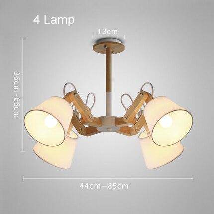 Lustre rétro LED Vintage avec Abat-jours en Tissu | Marco Lucetti 4 lampes / Blanc