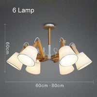 Lustre rétro LED Vintage avec Abat-jours en Tissu | Marco Lucetti 6 lampes / Blanc
