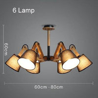 Lustre rétro LED Vintage avec Abat-jours en Tissu | Marco Lucetti 6 lampes / Noir