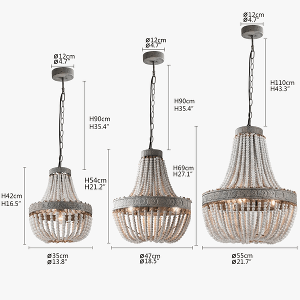 Lustre Rétro Loft Vintage Rustique Perles en Bois Suspensions LED  Salle à Manger | Marco Lucetti