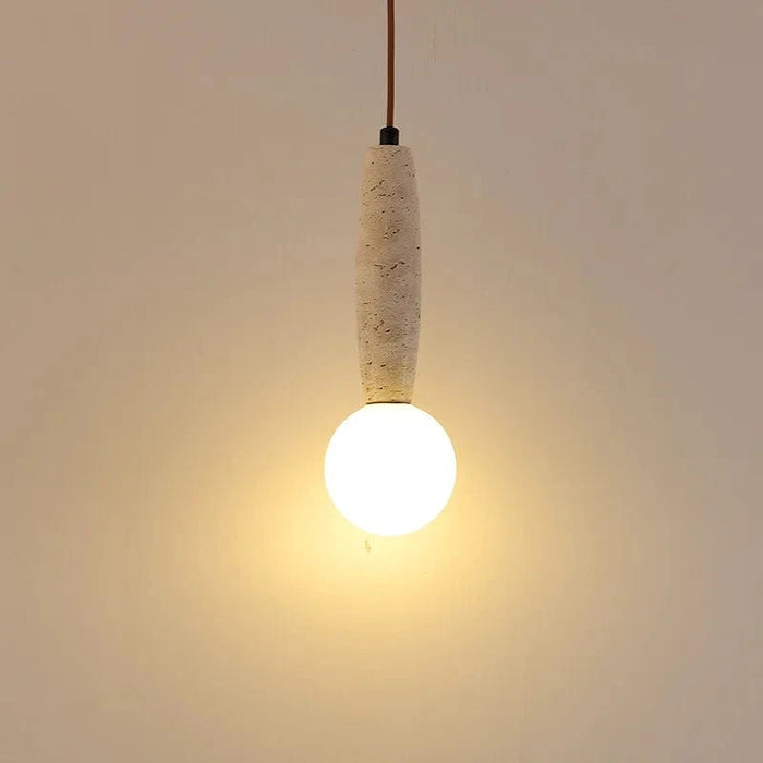 Lustre Rétro Pierre Naturelle Art avec Abat-Jour En Verre Blanc LED | Marco Lucetti Blanc chaud