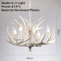 Lustre Rétro Résine Bois Marron Blanc - Idéal pour Salon, Restaurant, et Bar | Marco Lucetti Bras 4X3 blancs