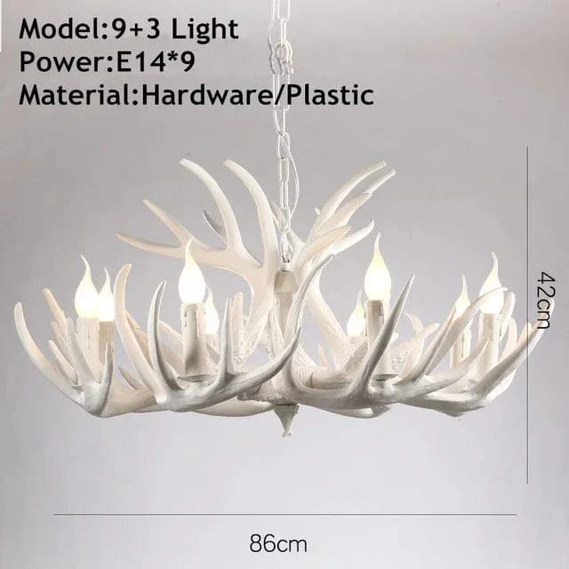 Lustre Rétro Résine Bois Marron Blanc - Idéal pour Salon, Restaurant, et Bar | Marco Lucetti Bras blancs 9X3